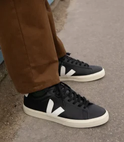 CAMPO LEATHER BLACK WHITE<VEJA Cheap