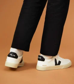 CAMPO LEATHER WHITE BLACK<VEJA Clearance
