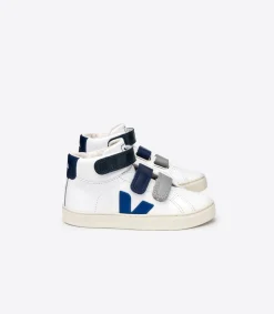 ESPLAR MID LEATHER WHITE BLUE<VEJA Cheap