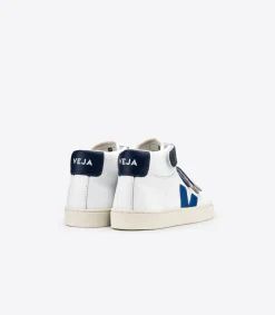 ESPLAR MID LEATHER WHITE BLUE<VEJA Cheap