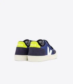 V-12 LEATHER COBALT WHITE JAUNE FLUO<VEJA Sale
