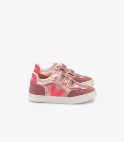 V-12 LEATHER NACRE ROSE FLUO<VEJA Hot