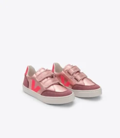 V-12 LEATHER NACRE ROSE FLUO<VEJA Hot