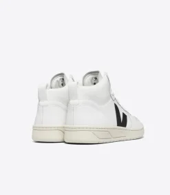V-15 LEATHER WHITE BLACK<VEJA Discount