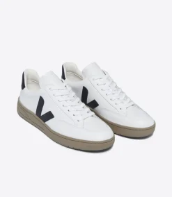 V-12 LEATHER WHITE BLACK DUNE<VEJA Discount