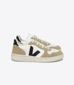V-10 LEATHER WHITE BLACK SAHARA<VEJA Cheap