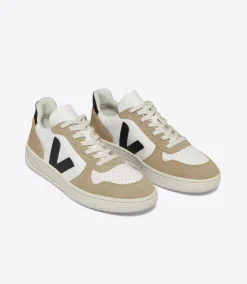 V-10 LEATHER WHITE BLACK SAHARA<VEJA Cheap