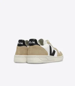V-10 LEATHER WHITE BLACK SAHARA<VEJA Cheap