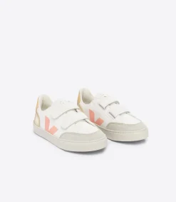 V-12 LEATHER WHITE MULTICO PLATINE<VEJA Outlet
