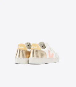 V-12 LEATHER WHITE MULTICO PLATINE<VEJA Outlet