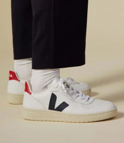 V-10 LEATHER WHITE NAUTICO PEKIN<VEJA Flash Sale