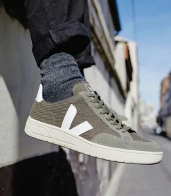 V-12 VEGAN B-MESH OLIVE WHITE<VEJA Shop