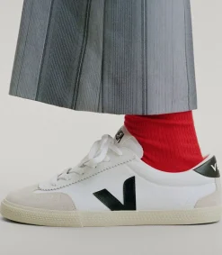 VOLLEY CANVAS WHITE BLACK<VEJA Cheap