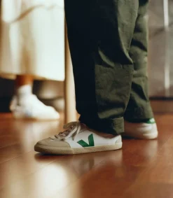 VOLLEY CANVAS WHITE EMERAUDE<VEJA Clearance