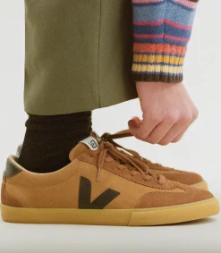 VOLLEY SUEDE CAMEL BLACK<VEJA Cheap